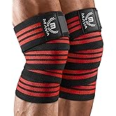 Mava Sports Knee Wraps (Pair) for Men & Women | Ideal for Cross Training, WODs, Gym Workouts, Weightlifting, Fitness & Powerlifting | Knee Straps for Squats | 72" Compression & Elastic Support