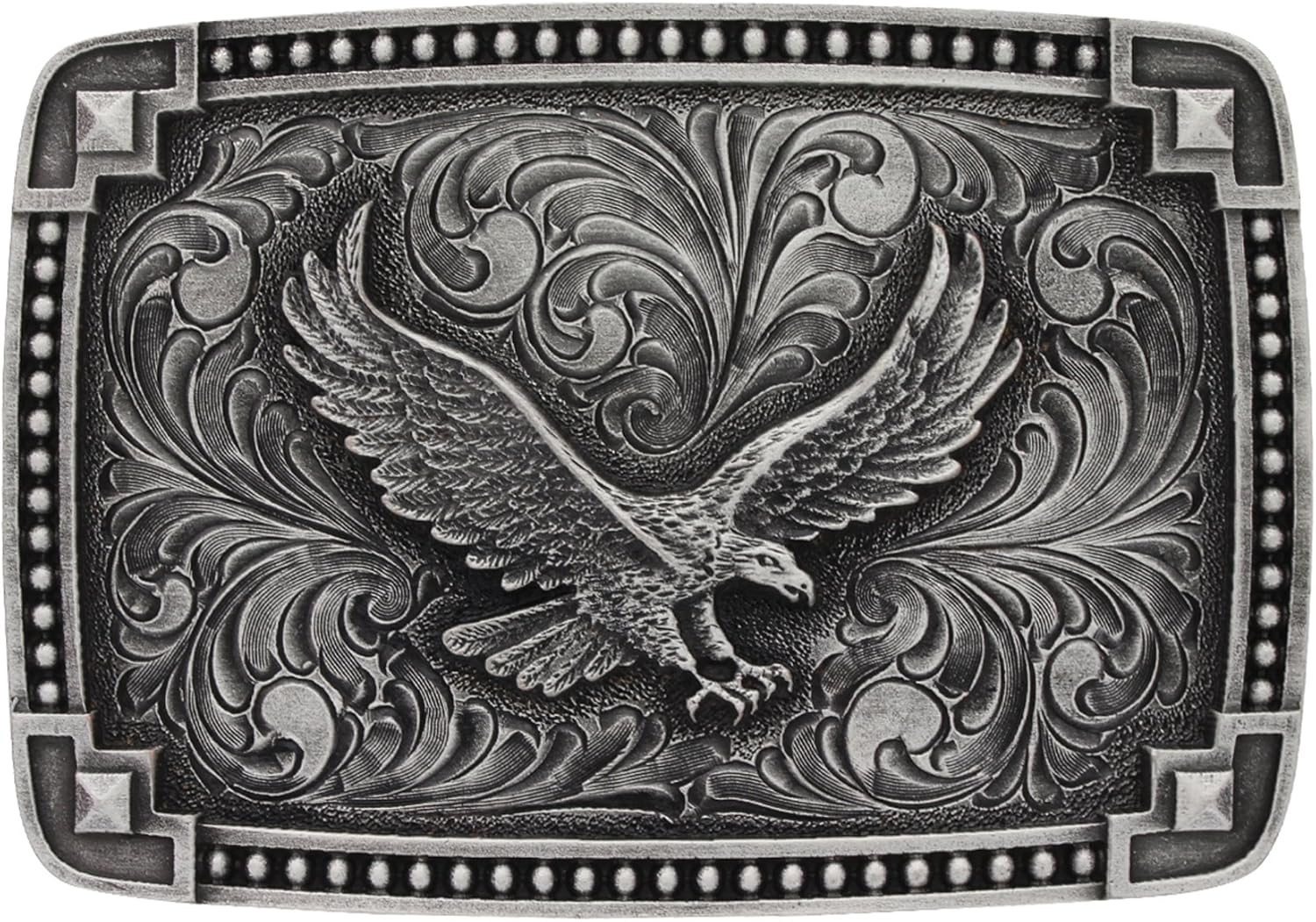 Montana Silversmiths Soaring Eagle Collection Attitude Buckle (Tied At The Corners - Antiqued Silver): Clothing