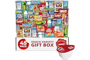 ZISBERS Snack Box Care Package Gift Box - Large Variety Snack, Candy & Treats for College Students, Adults, Kids, and Office Treats (45 Pack)