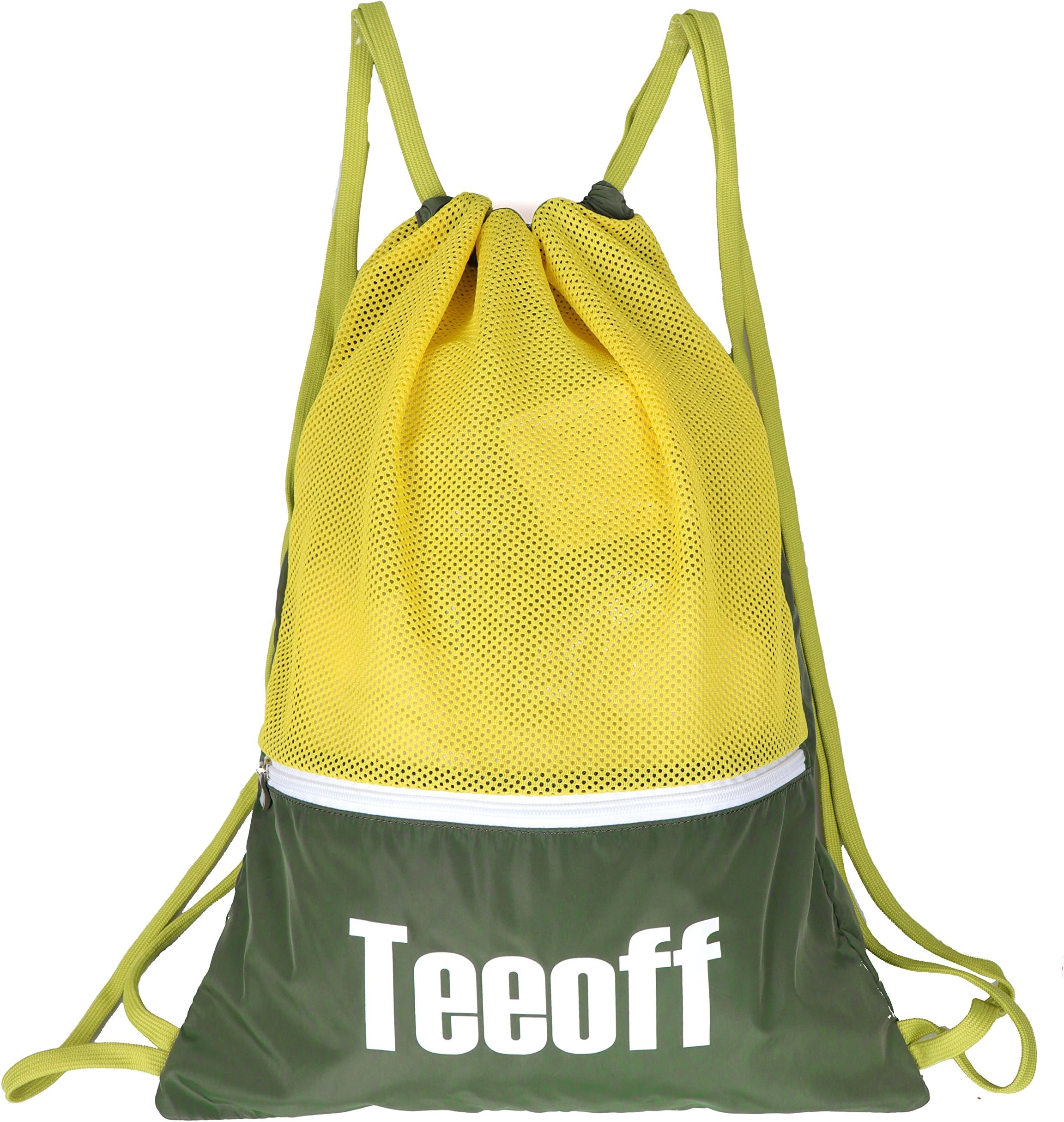 Teeoff Drawstring Bags Color Block Gym Sack Storage Backpack Bag with Zipper Pocket