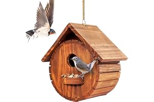 MIXUMON Bird Houses for Outside, Outdoor Bird House Room for Bird Families Bluebird Finch Cardinals Hanging Birdhouse for Garden (1 Pack)
