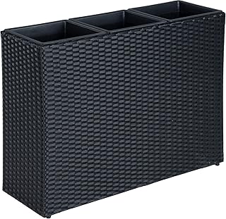 ESTEXO Pflanzkübel Blumentopf Poly Rattan Blumenkübel Hochbeet Übertopf Gartenmöbel (Schwarz)