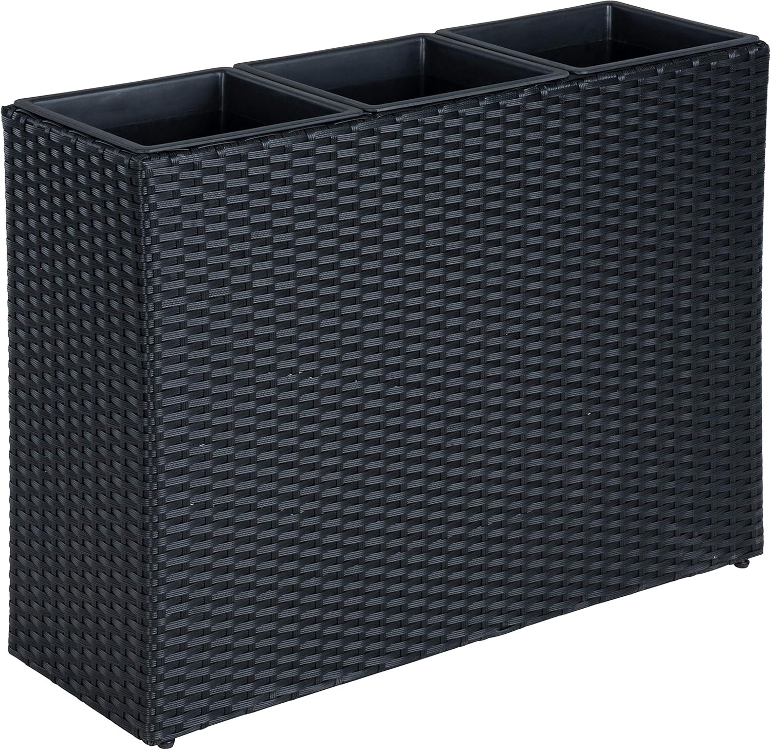 ESTEXO Pflanzkübel Blumentopf Poly Rattan Blumenkübel Hochbeet Übertopf Gartenmöbel (Schwarz)