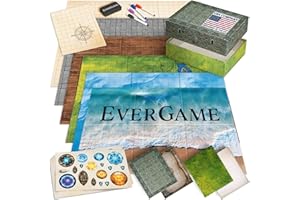10 DND Game Mats and a lot More - Includes 6 Dungeons & Dragons Board Game Battle Maps (1" Square Grid), Huge Size 22x26-4 3D Battle Arenas, 140+ Reusable Stickers, 4 Markers & Eraser, by EverGame