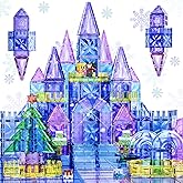 SKTMYY Magnetic Tiles for Kids,114pcs 3D Diamond Princess Ice Castle, Magnetic Tiles Age 3-5 4-8,STEM Educational Toys for Girls Kids Birthday Gift