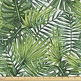 Ambesonne Leaf Fabric by The Yard, Tropical Exotic