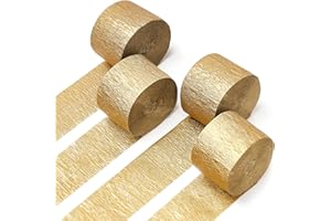 PartyWoo Gold Crepe Paper Streamers 4pcs 328ft Pack of Gold Crepe Paper for Wedding Birthday Baby Shower Engagement Anniversary New Year Eve Graduation Party Decorations(1.8 Inchx82 Ft/Roll)