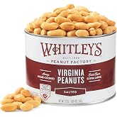 Whitley&rsquo;s Salted Virginia Peanuts, Super Extra-Large, Home Cooked, 20 oz | Small Batch Roasted, Hand Seasoned, Vacuum-Sealed Tin, Coconut &amp; Peanut Oil, Gluten Free, Cholesterol Free, 1.25 Pounds