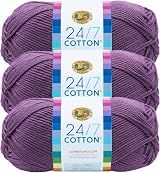 Lion Brand 24/7 Cotton Yarn Lightweight 3 Pack Purple 186 yd 100 g