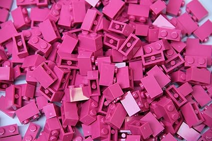 250 QUIX Bausteine pink, 2x1 Noppen, kompatibel, passgenau, einzeln, lose