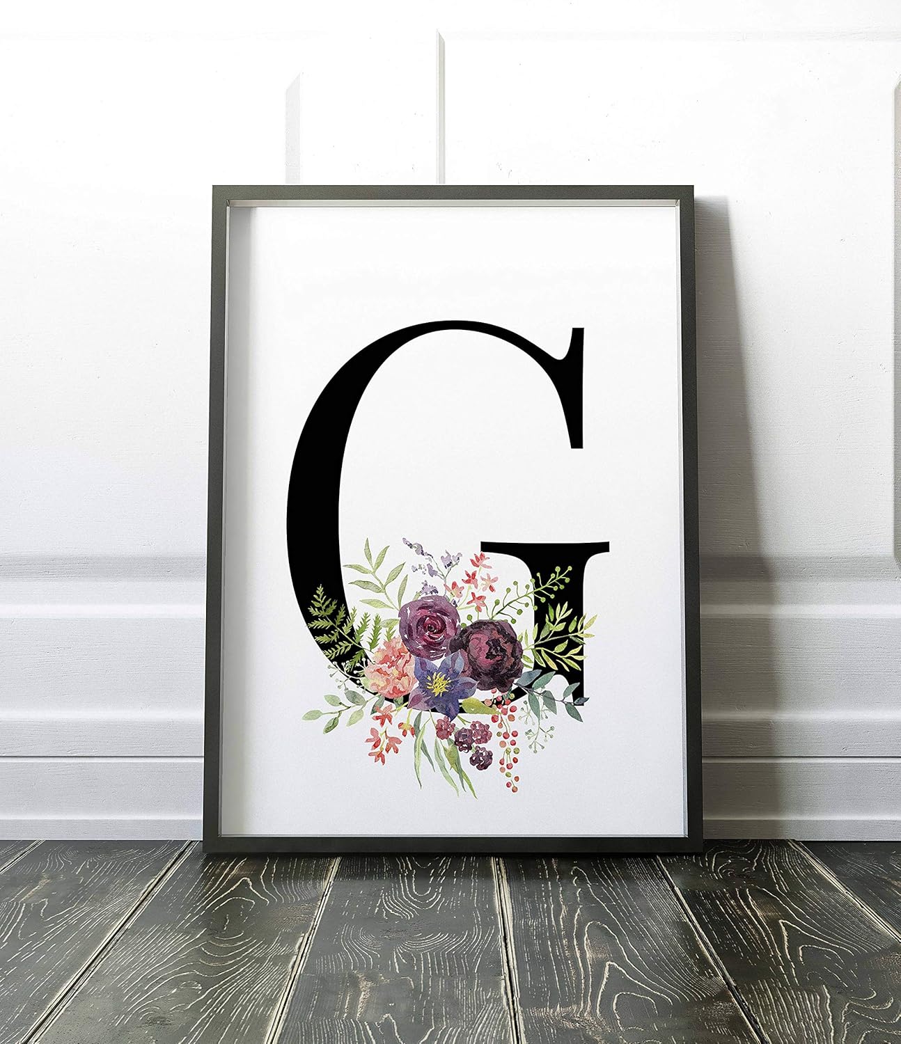 Letra G floral monograma imprimible, letra G, arte de guardería