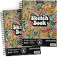 Marker Sketch Book Pack, 9 x 12 Inches Spiral-Bound Sketchpad, 2 Pads, 100 Sheets, 65lb Paper for Drawing and Markers, Ideal for Adults and Artists