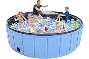 Extra Large Foldable Dog Pool 107”x20”, EPN Heavy Duty Hard PVC Collapsible Dog Pool for Large Dogs and Kids, Leakproof Non-S