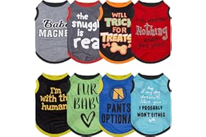 Saintrygo 8 Pieces Dog Shirts Pet Printed Clothes with Funny Letters Summer Pet T Shirts Cool Puppy Breathable Dog Outfit Soft Sweatshirt Cats(Classic Pattern,Small)