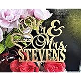 Personalized Mr And Mrs Cake Topper - Wooden Bride & Groom Last Name Wedding Topper