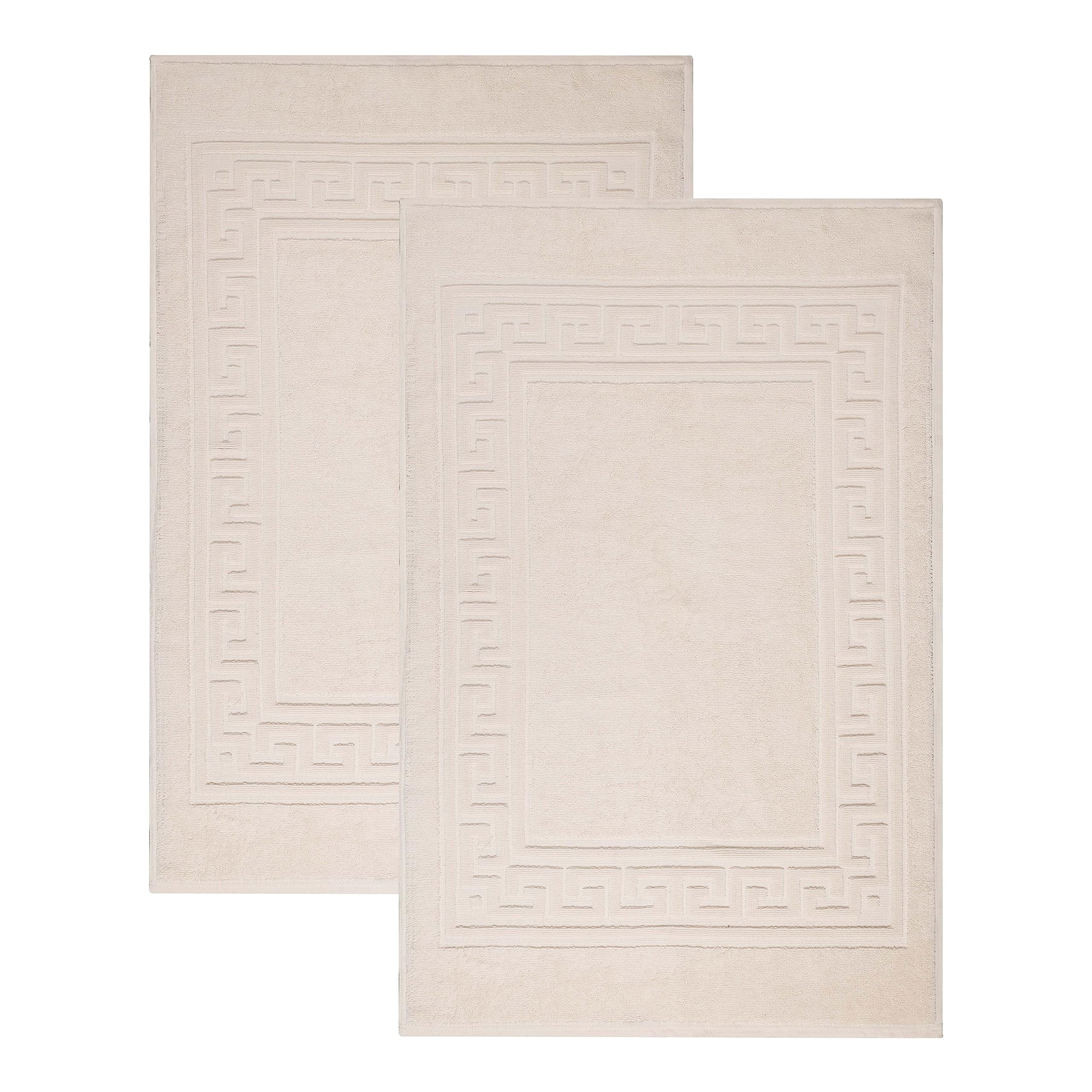 Photo 1 of Superior Heavyweight Cotton Bath Mats, Bath Rugs For Bathroom Accessories, Washable Rug For Shower, Bath, Toilet, Modern Decor, No Backing, Luxury Hotel And Spa Quality, Set of 2, 22" x 35", Ivory