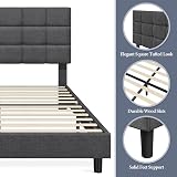 Yaheetech 4ft6 Double Bed Frame Upholstered Headboard Dark Grey view 6