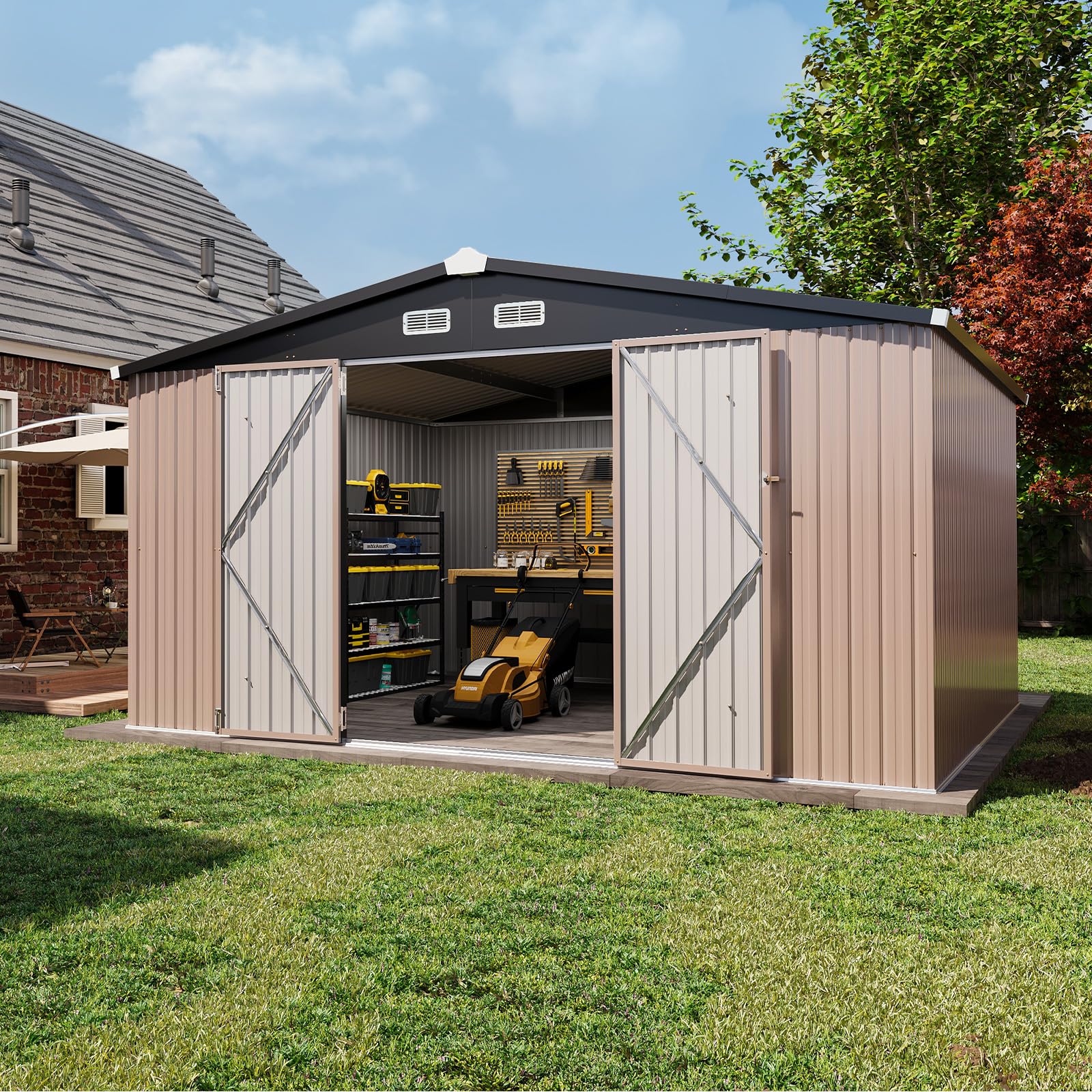 Aoxun 12'x10' Outdoor Metal Storage Shed with
