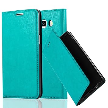 Cadorabo Hülle für Samsung Galaxy J5 2016 (6) - Hülle in Petrol TÜRKIS – Handyhülle mit Magnetverschluss, Standfunktion und K