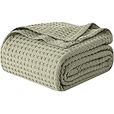 Elegant Comfort Premium 100% Cotton Waffle Blanket - Lightweight Breathable Waffle Weave Bed Blanket - Soft and Warm All Season Blanket for Couch, Sofa and Bed, King Size 90x108 Inches, Sage