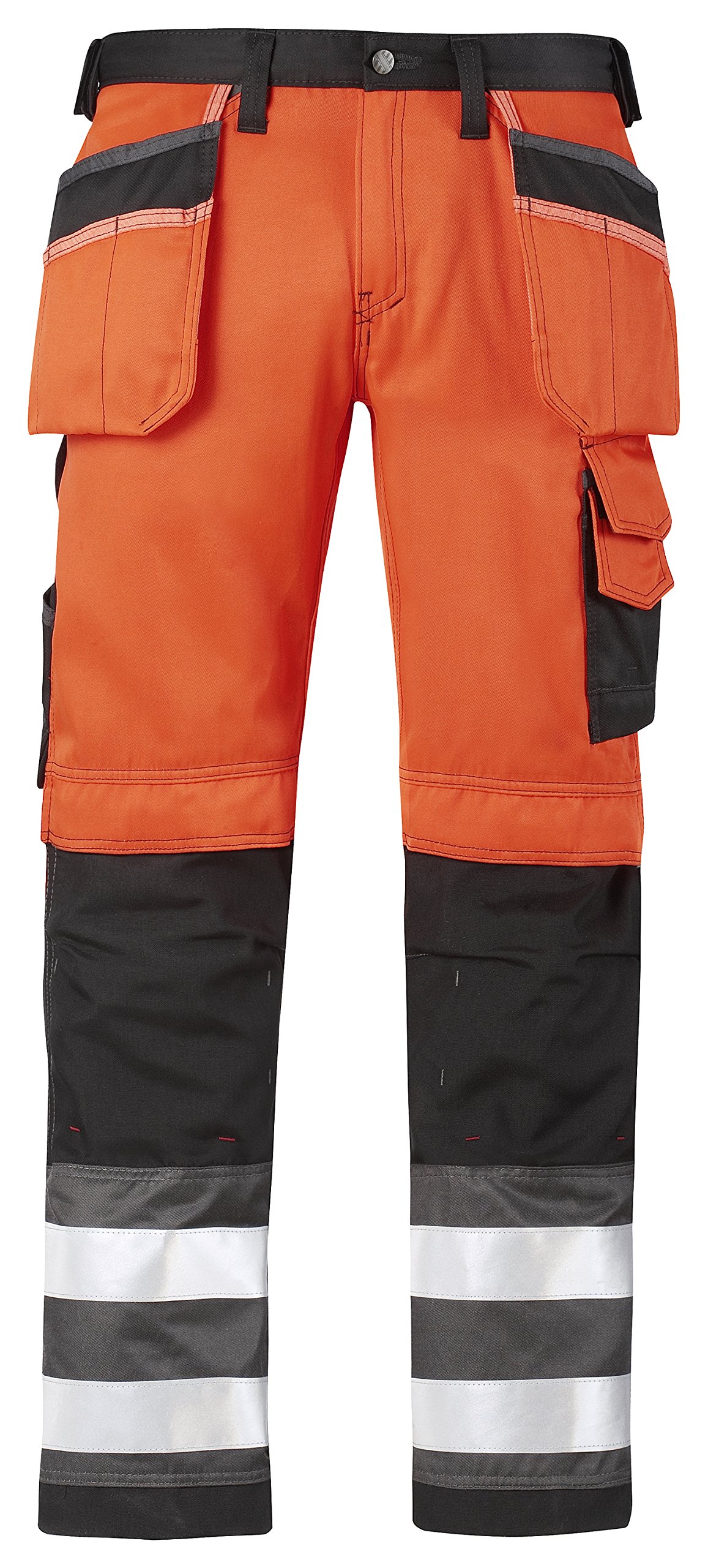 Snickers 32335574044 Size 44 Class 2 High-Vis Trousers - Orange/Muted Black