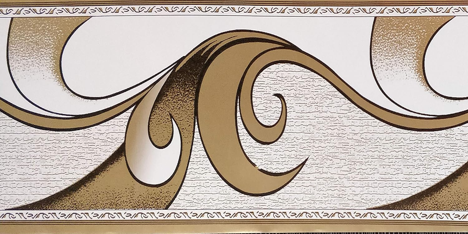 Dundee Deco BD3221 Peel and Stick Abstract Brown Scrolls Wallpaper Border Retro Design, Roll 33 ft. x 4 in. (10m x 10cm), Self Adhesive - Image 4