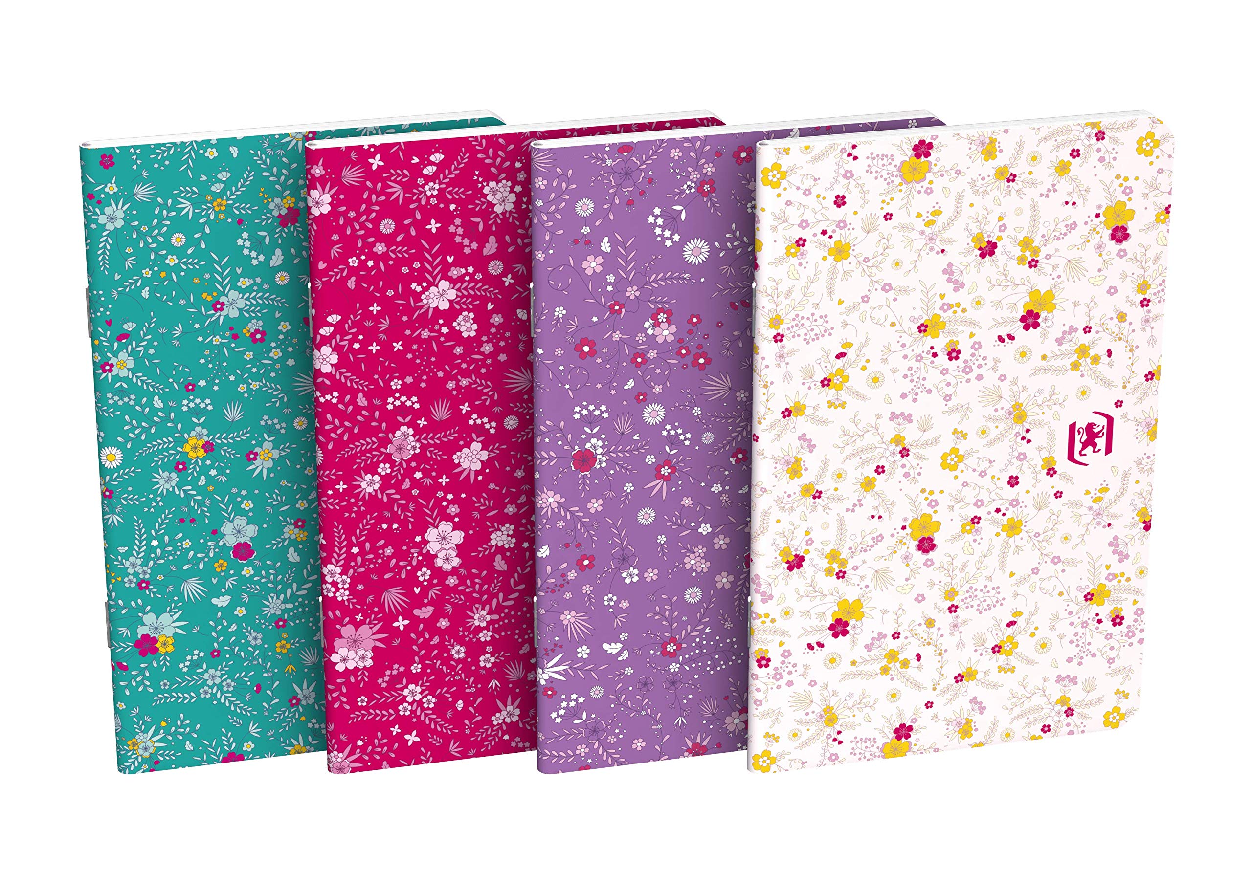 Oxford Pack of 10 Flowers Notebooks 9 x 14 cm 60 Pages Lined 6 mm Stapled Card Cover Assorted Colours