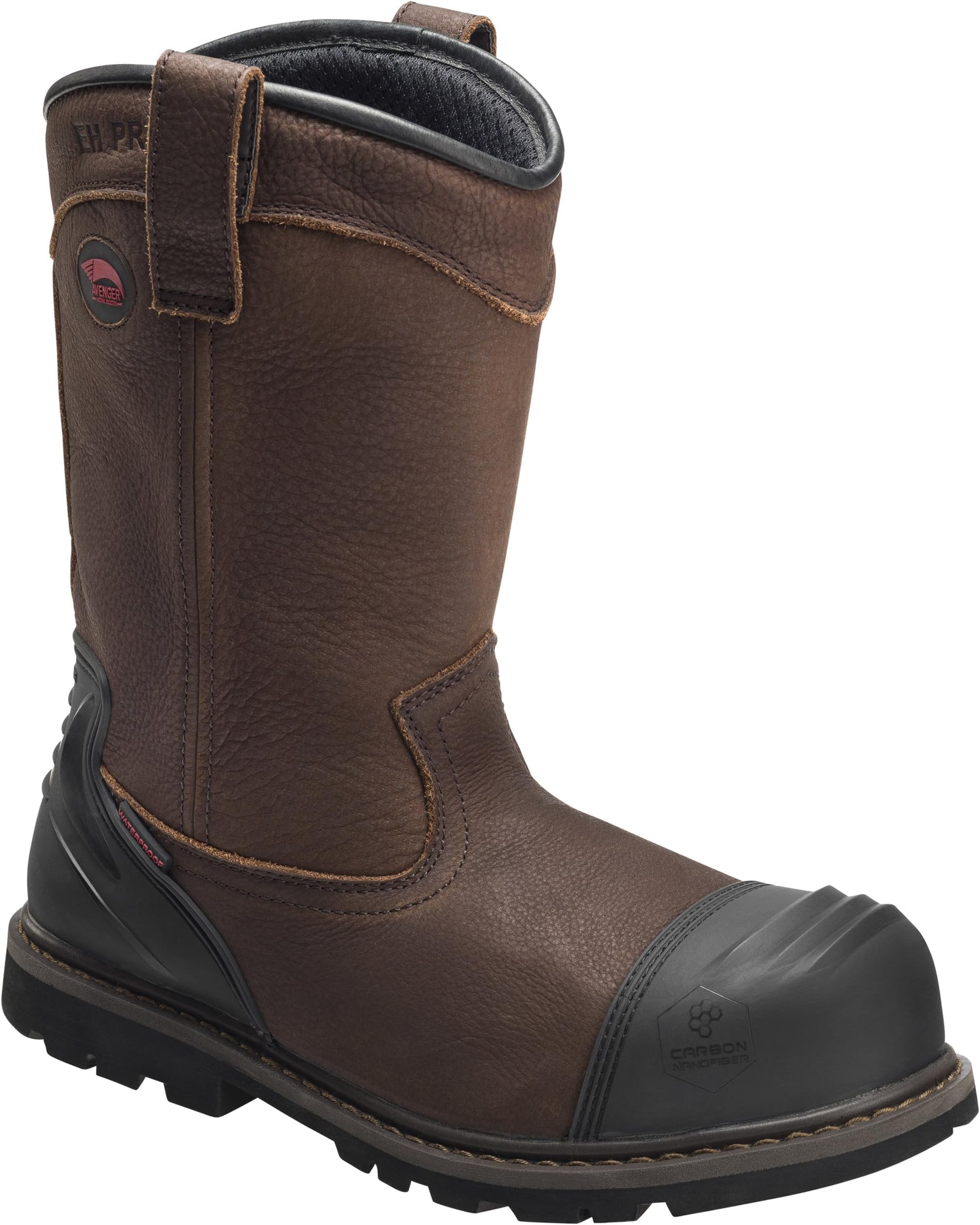 Avenger Men's 11" Leather Nanofiber Comp Toe Puncture Resistant Waterproof EH Rugged Wellington Boot