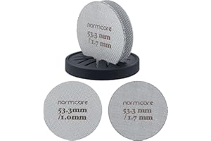 Normcore 2 Packs 53.3mm Puck Screen with Stand - Reusable Contact Shower Screen with Silicone Holder - 1.7mm / 1.0mm Thickness 150μm Mesh - Compatible with Espresso Machine 54mm Portafilter Basket