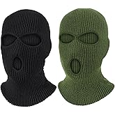 Pukavt 2 Pack 3 Hole Winter Knitted Mask, Full Face Cover Ski Mask Warm Balaclava for Skiing, Motorcycle, Snowboard