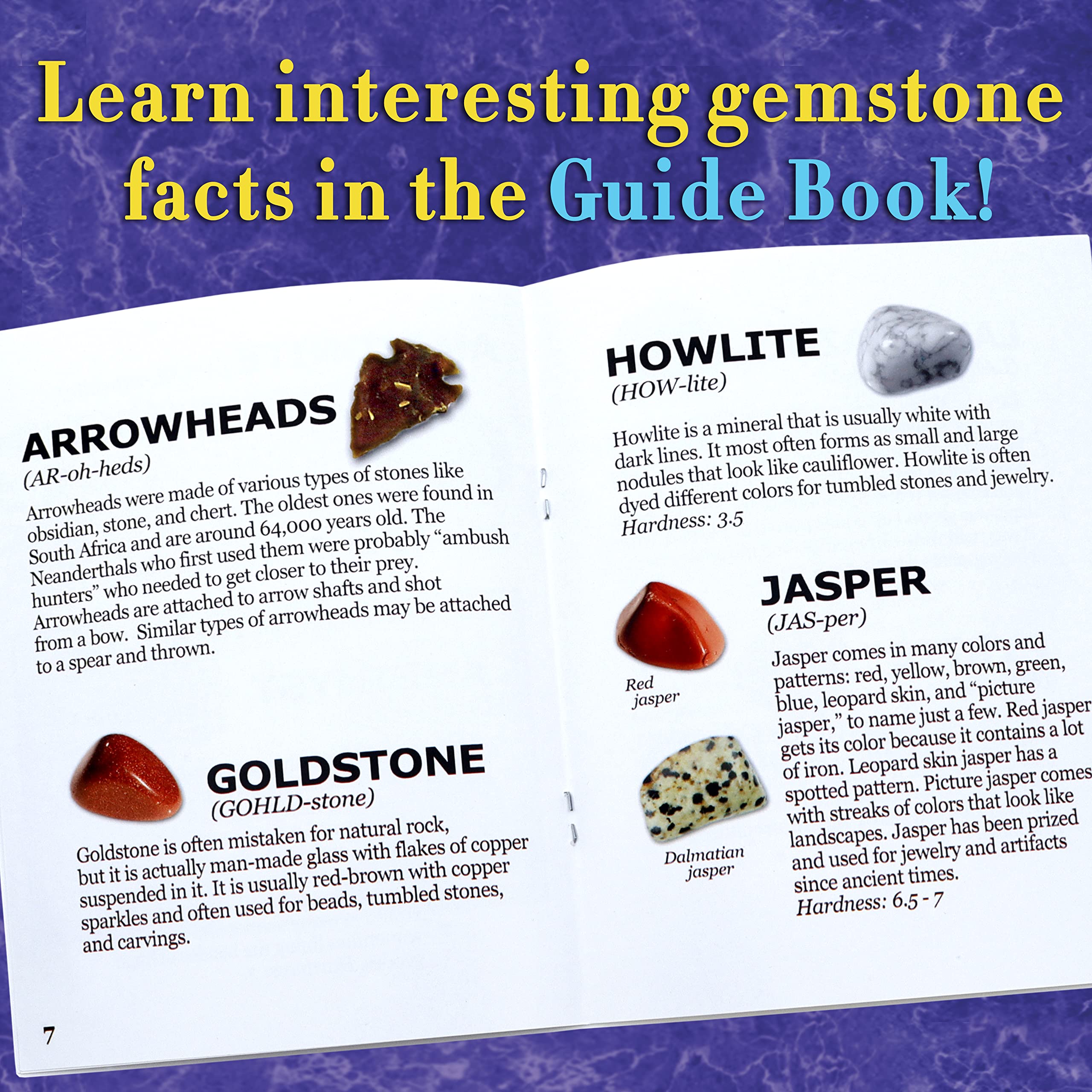 DANCING BEAR Gem stone Dig Kit, Excavate 16 Real Gems & Crystals including Arrowheads, Quartz Point and Amethyst, STEM Education for Kids, Fun Rock Mining Science Activity Gift Sets for Girls and Boys