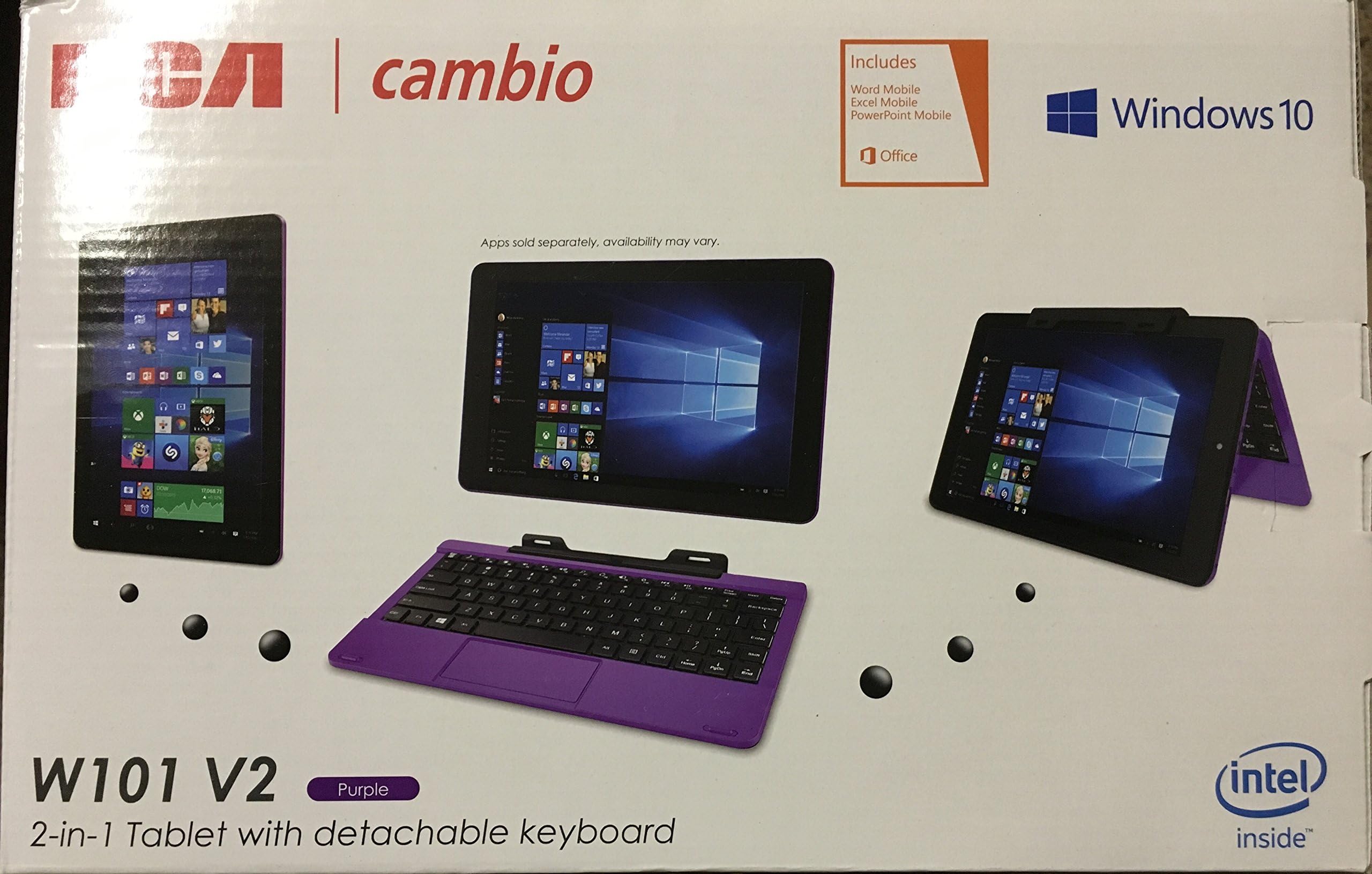 RCA Cambio 10.1" 2-in-1 Tablet 32GB Intel Atom Z3735F Quad-Core Processor Windows 10 - Purple