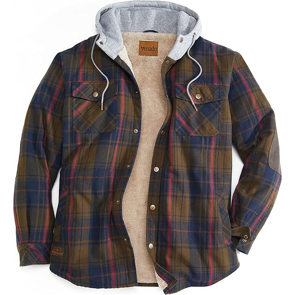Venado Men's Quilt Lined Flannel Shirt Jacket with Hood - Reflective Winter  Coat for Men (Amber, Medium) at Amazon Men's Clothing store
