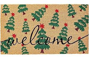 KANKUN Merry Christmas Coco Coir Door Mat with Heavy Duty Backing, Welcome Doormat (17" x 30"), Doormat Entrance (Christmas1 - Welcome)