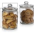 2 Pc 1/2 Gallon 64oz Clear Glass Storage Jar with Lids - Airtight Food Jars - Glass Kitchen Containers for Pantry, Countertop