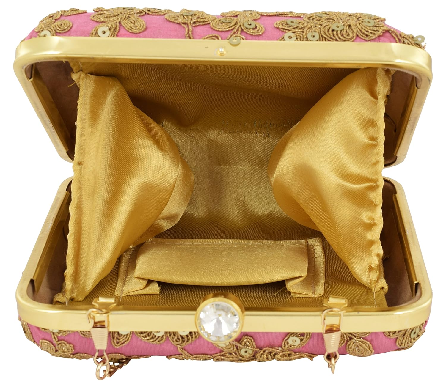 tooba women's sequence leaves squre box clutch