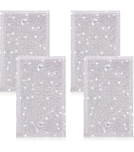 Shiny Rhinestone Light Switch Cover - 3 Gang, Silver, Decorative Wall Plate