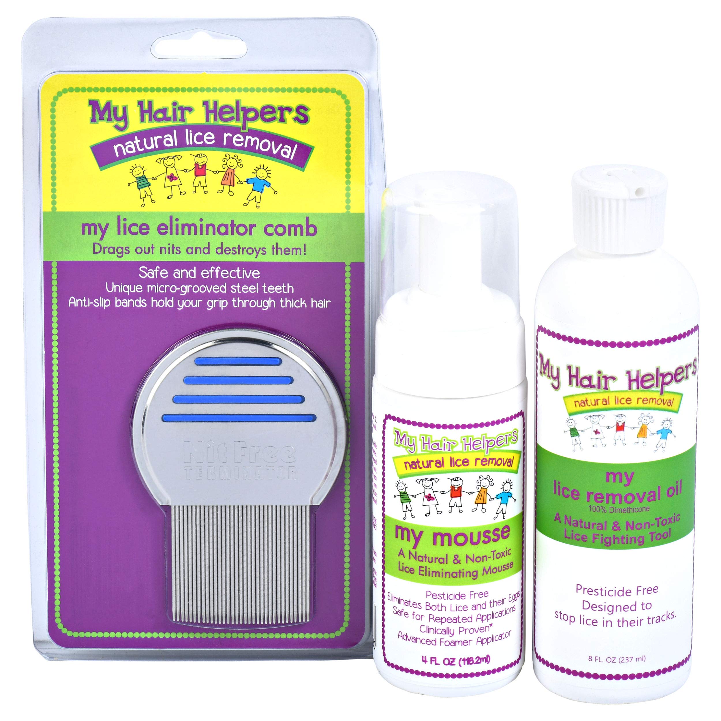 Lice Free Treatment Kit for Kids Nit Removal Comb, Dimethicone Oil