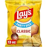 Lay's Classic Potato Chips Snacks, Gluten Free Chips, Party Size, 13oz Bag
