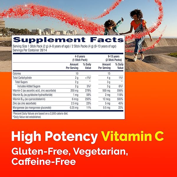 EMERGEN-C KIDZ CRYSTALS, ON-THE-GO EMERGEN-C IMMUNE SUPPORT SUPPLEMENT WITH VITAMIN C, B VITAMINS, ZINC AND MANGANESE, SPARKLY STRAWBERRY, STOCKING STUFFER – 56 STICK PACKS