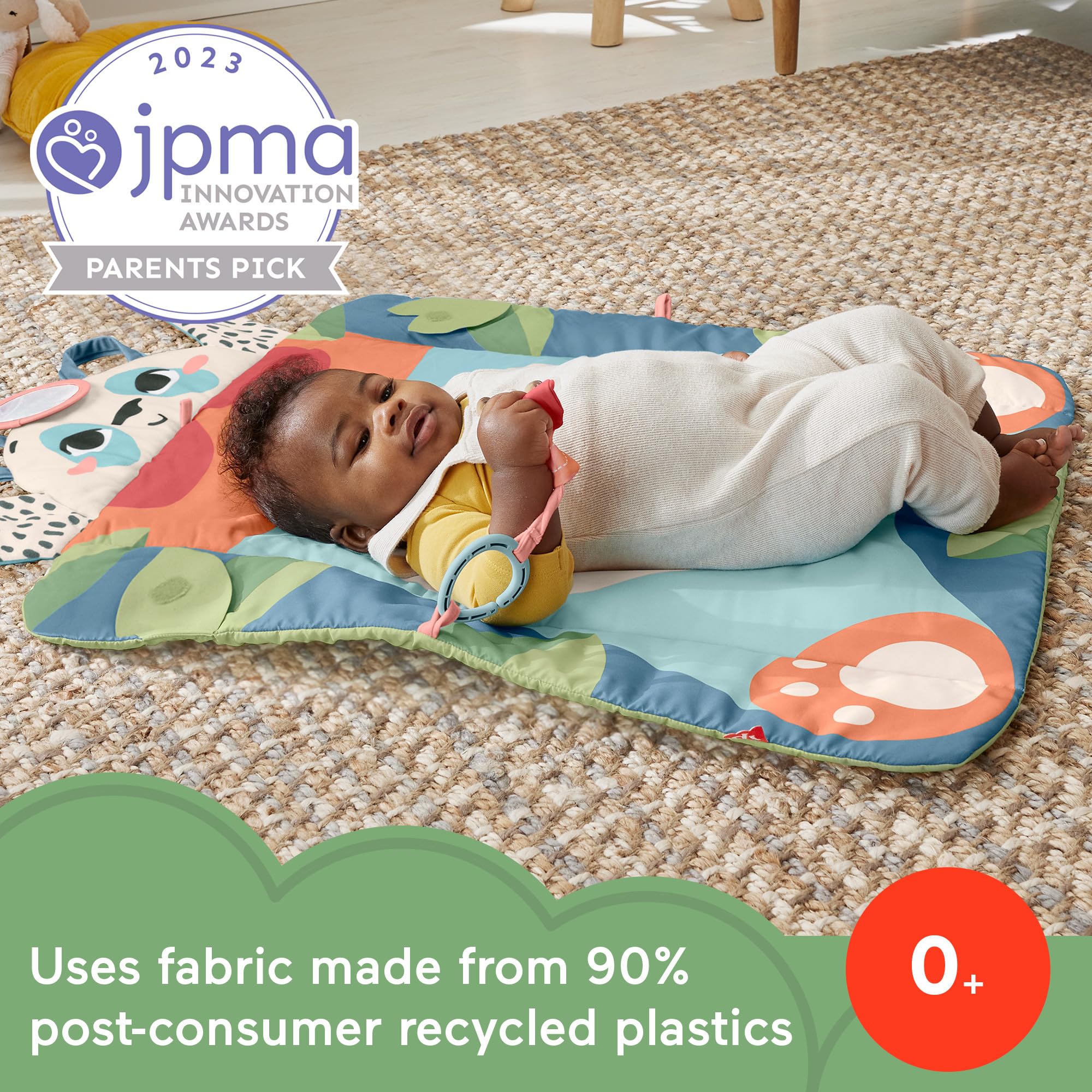 Fisher-Price Baby Planet Friends Roly-Poly Panda Play Mat, Portable Tummy Time Activity for Developmental Play for Newborns Ages 0+ Months
