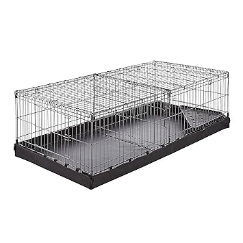 AmazonBasics Canvas Bottom Pet Cage with Divider Set, Black