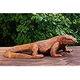 G6 Collection Wooden Hand Carved Komodo Dragon Sculpture Statue Handcrafted Gift Art Decorative Home Decor Figurine Artwork Reptile Decoration Handmade Wood Komodo (20" Long)