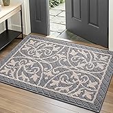 DEXI Front Door Mat Entryway, Inside Welcome Entrance Doormat Low Profile Thin, Non Slip Washable Entry Mats for House Floor Dirt Trapper, 32x48, Gray