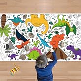 OHOME Dinosaur Giant Coloring Poster/Tablecloth - Dinosaur Birthday Decorations,Kids Crafts Games Activities Toys Decor Party Decor for Classroom School
