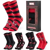 Marvel Mens Calf Socks, Soft Crew Socks for Work, Sports, Casual, Pack of 5 - Spiderman, Deadpool or Avengers Gifts for Men (7/10 US, Red/Black)