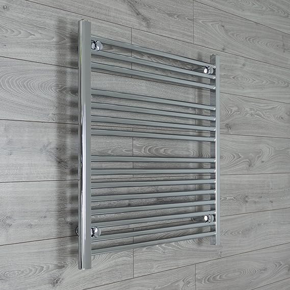 800mm wide x 800mm high Heated Towel Rail Straight Flat Chrome Bathroom