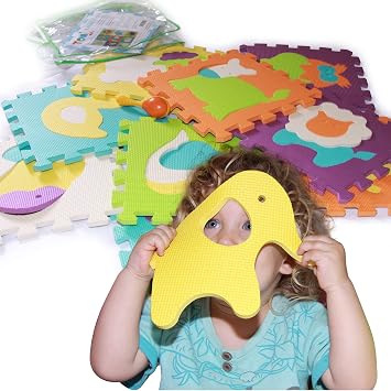 Matelas Puzzle De Jeu Les Pieces De Puzzle A Emboitement Favorisent Le Developpement Sensoriel Visuel 9 Carres Avec Images Expressives Danimaux Pour Ca Matelas De Sol Souple Pour Bebe Jeux Et Jouets