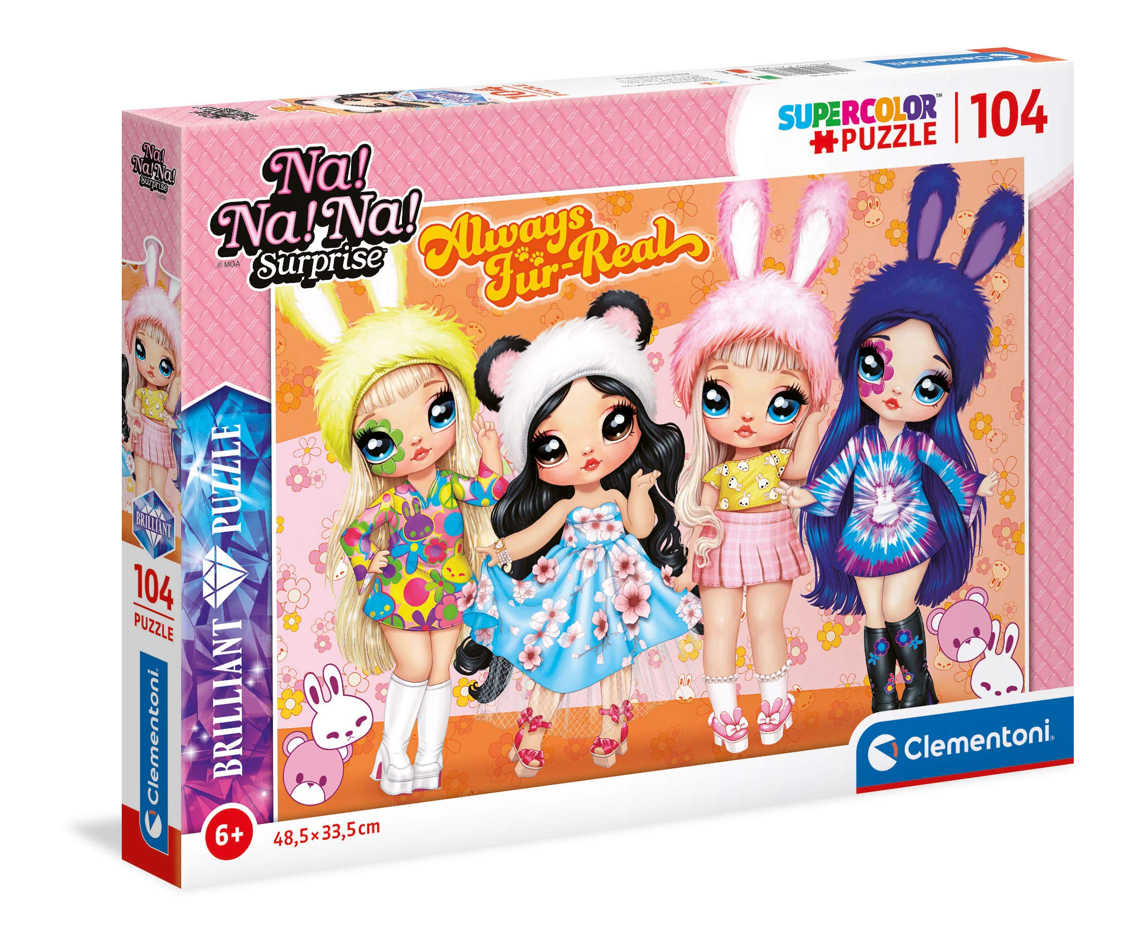 Clementoni - 20186 - Brilliant puzzle - Na Na Na Surprise - 104 pieces - jigsaw puzzles for kids age 6 - Made in Italy, cartoon puzzles