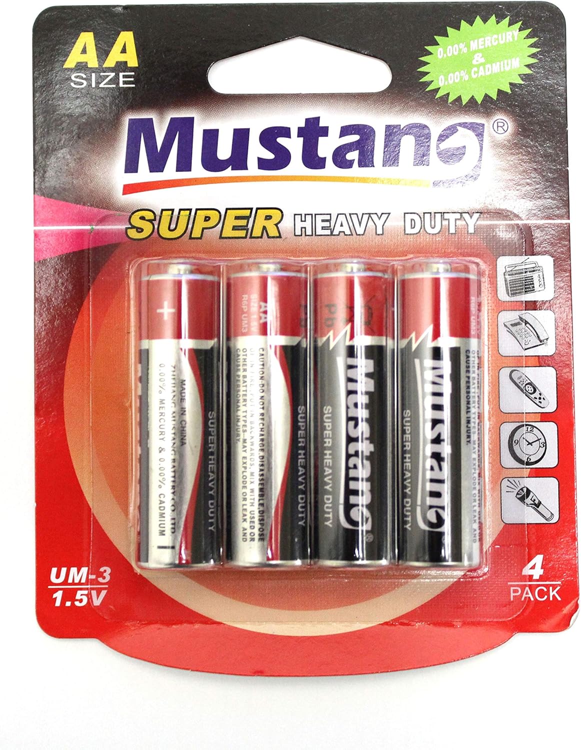 Mustang Batteries AA 4 Pack Super Heavy Duty Home Audio